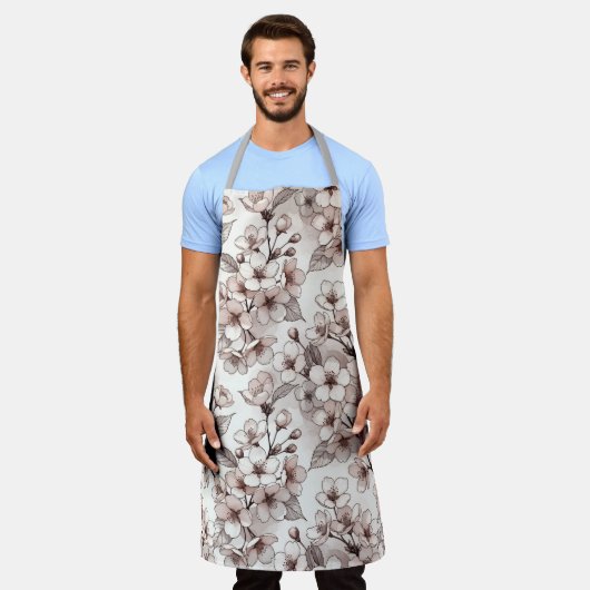 Delicate Cherry Blossom Design エプロン (着用した状態)