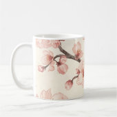 Delicate Cherry Blossom Seamless Floral コーヒーマグカップ (左)