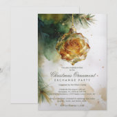 Delicate Christmas Ornament Shaped Like a Rose 招待状 (正面/裏面)