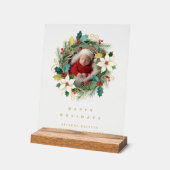 Delicate Classy First Christmas Wreath Baby Photo アクリルサイン (傾斜)