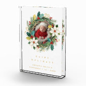 Delicate Classy First Christmas Wreath Baby Photo フォトブロック (右)