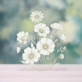 Delicate Cosmos Bouquet Line Art Grace アクリルサイン (ニュートラル)