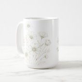 Delicate Cosmos Bouquet Line Art Grace コーヒーマグカップ (正面左)