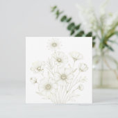 Delicate Cosmos Bouquet Line Art Grace 招待状 (スタンド正面)