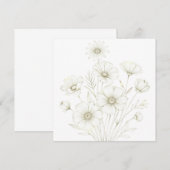 Delicate Cosmos Bouquet Line Art Grace 招待状 (正面/裏面)