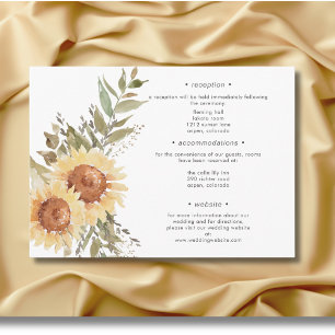Delicate Country Large Boho Sunflowers Wedding Det エンクロージャーカード