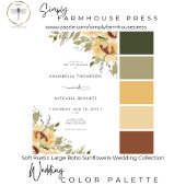 Delicate Country Large Boho Sunflowers Wedding Det エンクロージャーカード