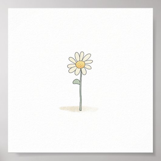 Delicate Daisy Illustration - Simple Sweet Flower ポスター (正面)