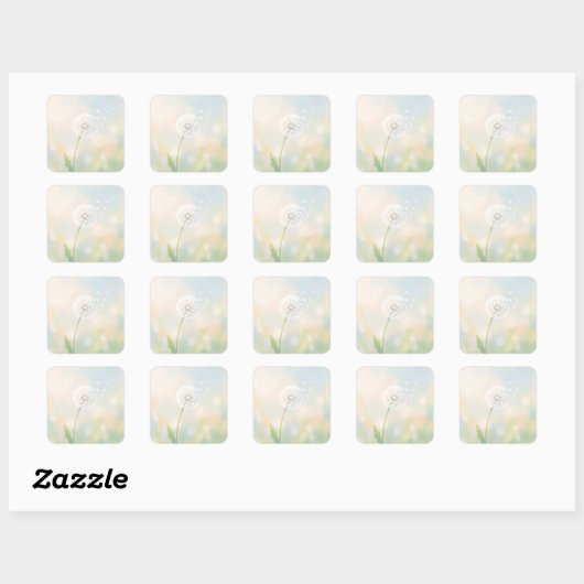 Delicate Dandelion Seeds in the Wind スクエアシール (シート)