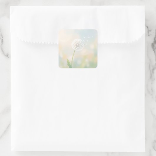Delicate Dandelion Seeds in the Wind スクエアシール (バッグ)