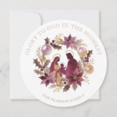 Delicate Deep Plum Glitter Holy Nativity Christmas シーズンカード (正面)