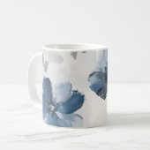 Delicate Dusty Blue Floral Art 🌸 コーヒーマグカップ (正面左)