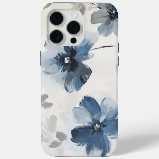 Delicate Dusty Blue Floral Art 🌸 Case-Mate iPhoneケース (裏面)