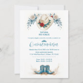 Delicate Elegant Coastal Cowgirl Boots & Hat XVs 招待状 (正面)