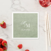 Delicate Elegant Minimal Sage Green Wedding スタンダードカクテルナプキン (インサイチュ)