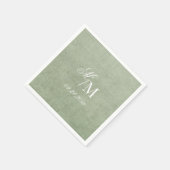 Delicate Elegant Minimal Sage Green Wedding スタンダードカクテルナプキン (角)