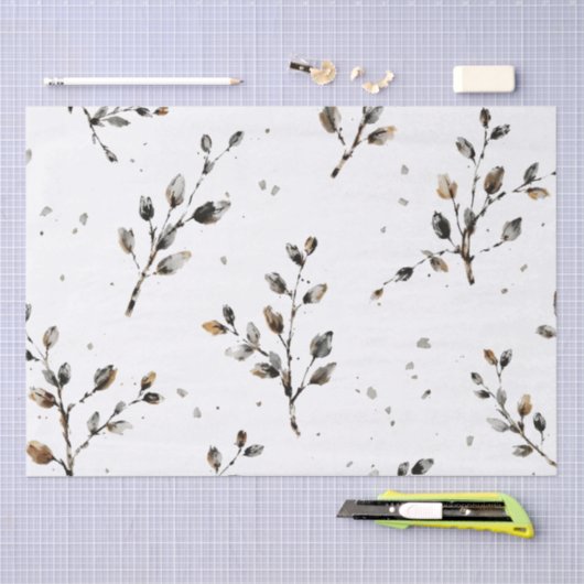 Delicate Eucalyptus Branches Botanical Design  薄葉紙 (クラフト)