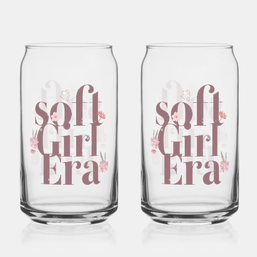 Delicate Feminine Script with Flowers ガラス缶 (正面)