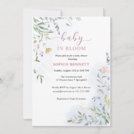 Delicate Floral Baby Shower Invitation 招待状