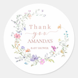 Delicate Floral  Baby Shower Thank You  Sticker ラウンドシール