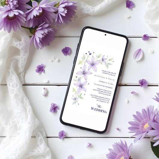 Delicate Floral & Botanical Branch Light Purple  招待状