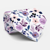  Delicate Floral Design with Navy Lavender Leaves ネクタイ (ロール)