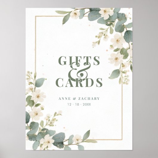 Delicate Floral & Eucalyptus Wedding  Gift & Cards ポスター (正面)
