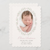 Delicate Floral Frame Girl Birth Announcement 案内状 (正面/裏面)