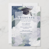 Delicate Floral Green and Blue Graduation Party 招待状 (正面)