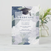 Delicate Floral Green and Blue Graduation Party 招待状 (スタンド正面)