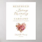 Delicate Floral Heart Loving Memory Reserved Seat ポスター (正面)
