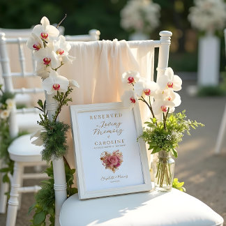 Delicate Floral Heart Loving Memory Reserved Seat ポスター