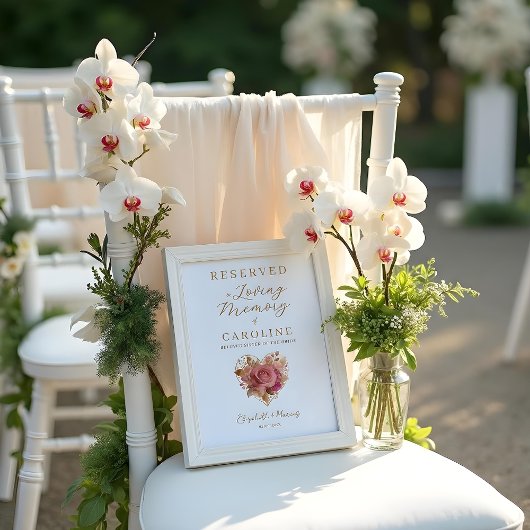 Delicate Floral Heart Loving Memory Reserved Seat ポスター