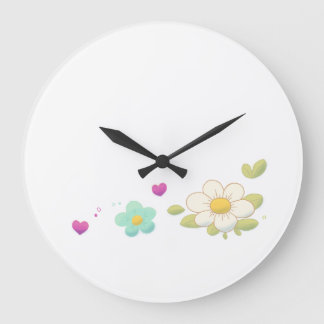 Delicate Floral Illustration Wall Clock – Nature ラージ壁時計