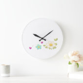 Delicate Floral Illustration Wall Clock – Nature ラージ壁時計 (ホーム)