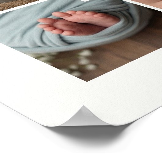 Delicate Floral Initial B 8-Photos Collage Newborn ポスター (角)