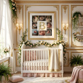 Delicate Floral Initial B 8-Photos Collage Newborn ポスター