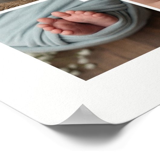 Delicate Floral Initial E 8-Photos Collage Newborn ポスター (角)