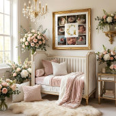 Delicate Floral Initial G 8-Photos Collage Newborn ポスター