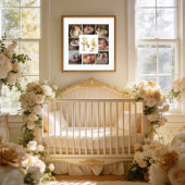 Delicate Floral Initial M 8-Photos Collage Newborn ポスター