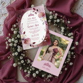 Delicate Floral Oval Quinceañera Tiara Invitation  招待状
