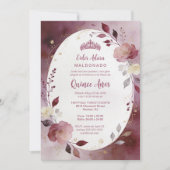 Delicate Floral Oval Quinceañera Tiara Invitation 招待状 (正面)
