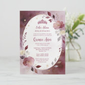 Delicate Floral Oval Quinceañera Tiara Invitation 招待状 (スタンド正面)