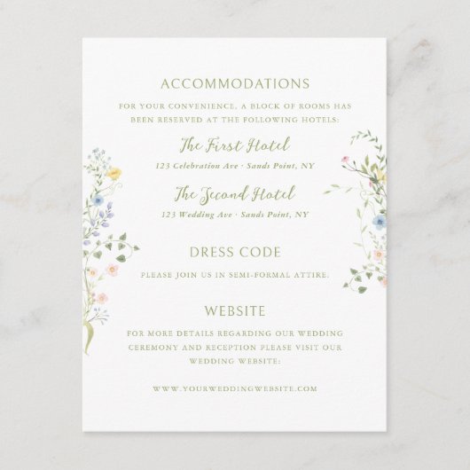 Delicate Floral Wedding Details エンクロージャーカード (正面)