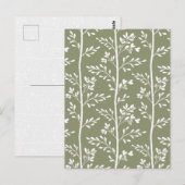 Delicate Flower Buds Bloom Minimalist Olive Floral ポストカード (正面/裏面)