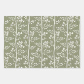 Delicate Flower Buds Bloom Minimalist Olive Floral ラッピングペーパーシート (正面2)