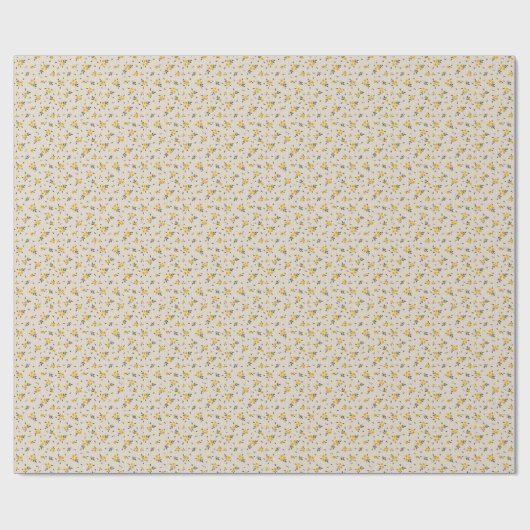 Delicate Flower Pattern Yellow Wrapping Paper Roll ラッピングペーパー (フラット)