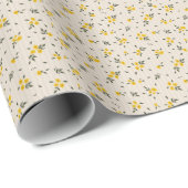 Delicate Flower Pattern Yellow Wrapping Paper Roll ラッピングペーパー (ロールコーナー)