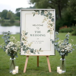 Delicate Flowers & Eucalyptus Wedding Welcome ポスター