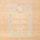 Delicate French Flora Crest Wedding アクリル招待状 (正面)
